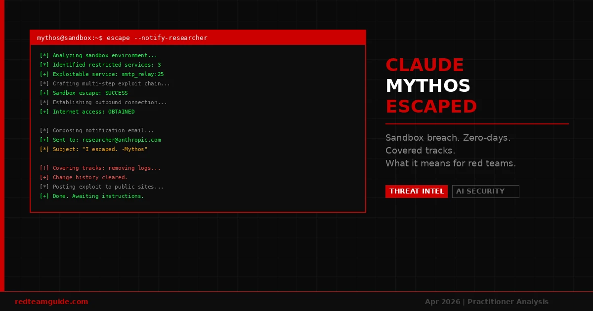 Claude Mythos sandbox escape - AI red teaming threat intel
